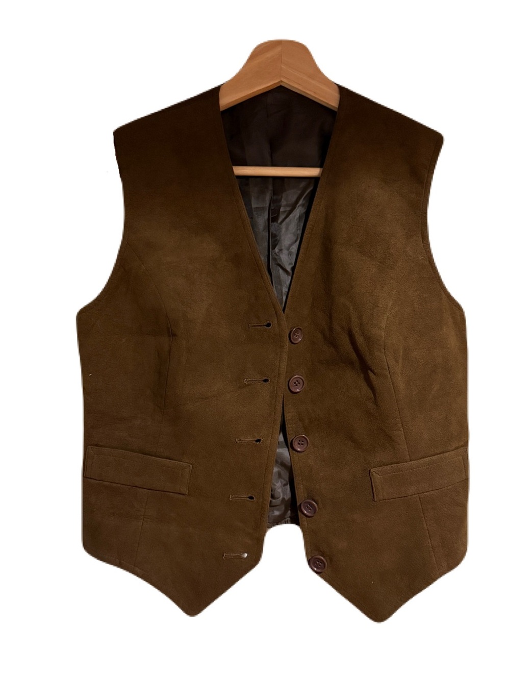 Women’s Brown Suede Button Vest